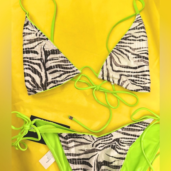 *NWT* Zebra Neon Lime BIKINI - Picture 1 of 16